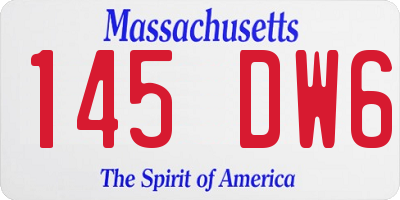 MA license plate 145DW6