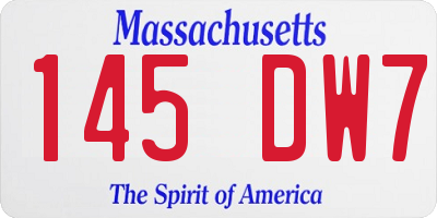 MA license plate 145DW7