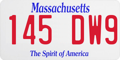 MA license plate 145DW9