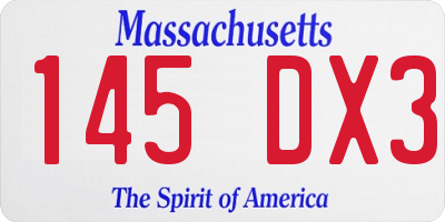 MA license plate 145DX3