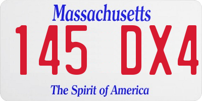 MA license plate 145DX4