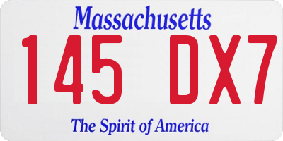 MA license plate 145DX7