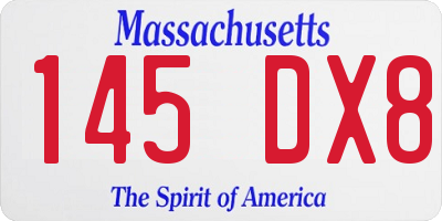 MA license plate 145DX8