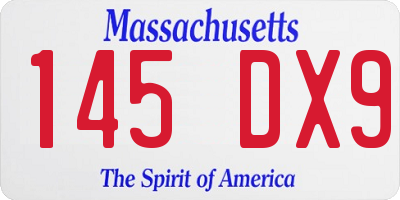 MA license plate 145DX9