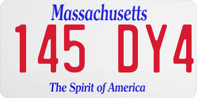 MA license plate 145DY4