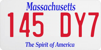 MA license plate 145DY7