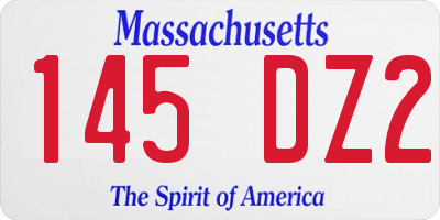 MA license plate 145DZ2