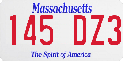MA license plate 145DZ3