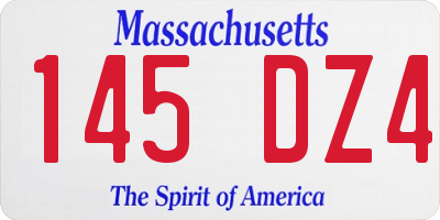 MA license plate 145DZ4