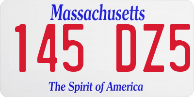 MA license plate 145DZ5