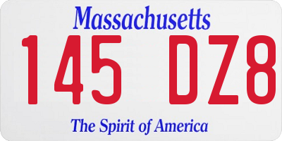 MA license plate 145DZ8