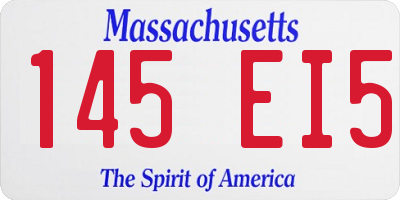 MA license plate 145EI5