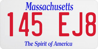 MA license plate 145EJ8