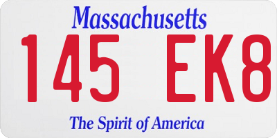 MA license plate 145EK8