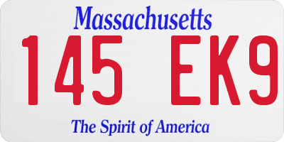 MA license plate 145EK9