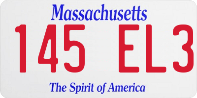 MA license plate 145EL3