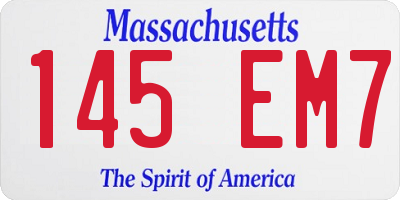 MA license plate 145EM7