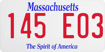 MA license plate 145EO3