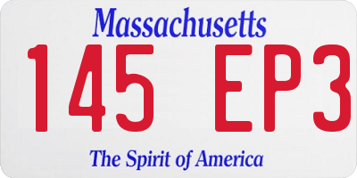MA license plate 145EP3