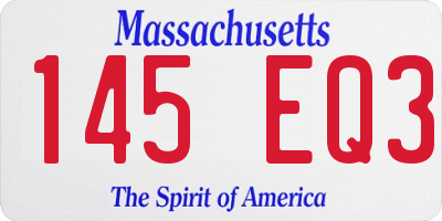 MA license plate 145EQ3
