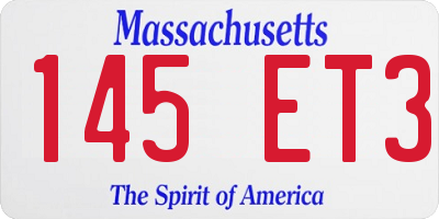 MA license plate 145ET3