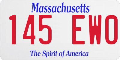 MA license plate 145EW0