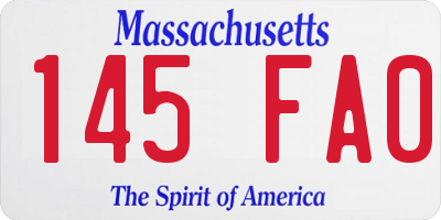MA license plate 145FA0