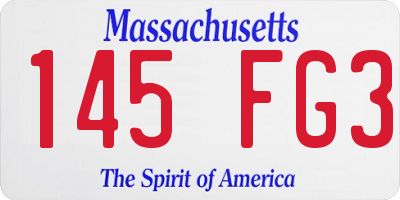 MA license plate 145FG3