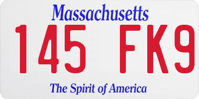 MA license plate 145FK9