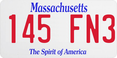 MA license plate 145FN3