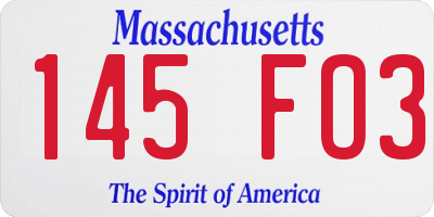 MA license plate 145FO3