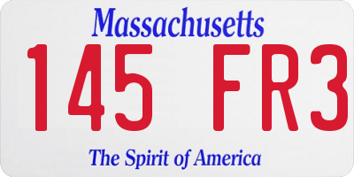 MA license plate 145FR3