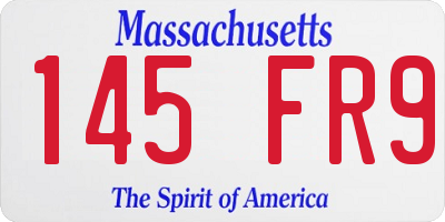 MA license plate 145FR9