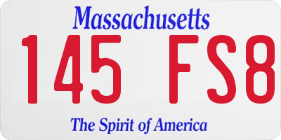 MA license plate 145FS8