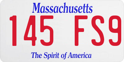 MA license plate 145FS9