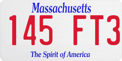 MA license plate 145FT3