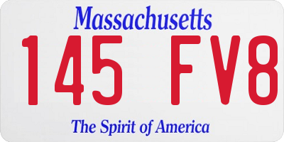 MA license plate 145FV8