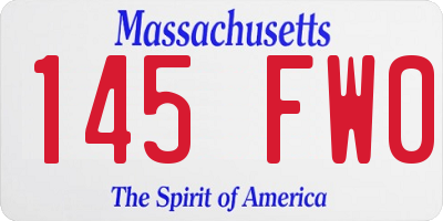 MA license plate 145FW0