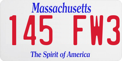 MA license plate 145FW3