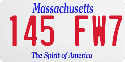 MA license plate 145FW7
