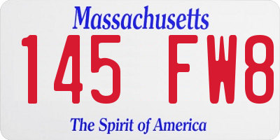 MA license plate 145FW8