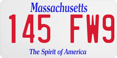MA license plate 145FW9