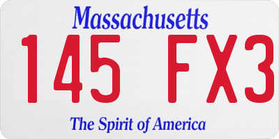 MA license plate 145FX3