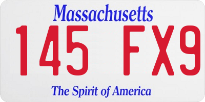 MA license plate 145FX9
