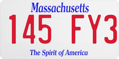 MA license plate 145FY3