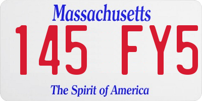 MA license plate 145FY5