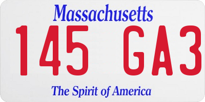 MA license plate 145GA3