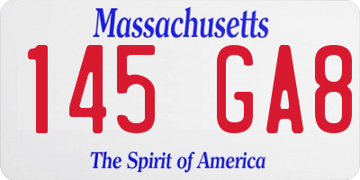 MA license plate 145GA8