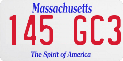 MA license plate 145GC3