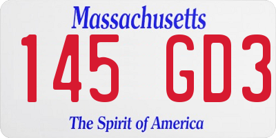 MA license plate 145GD3